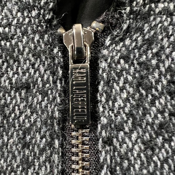 Karl Lagerfeld Tweed Zip Front Wool Blend Sheath Dress / Vest Black White Size L - Picture 2 of 9